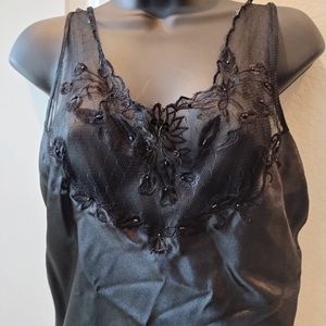 Cinema Eloite  Sexy Sleeveless Nightgown Embroidery Lace Floral Design Large